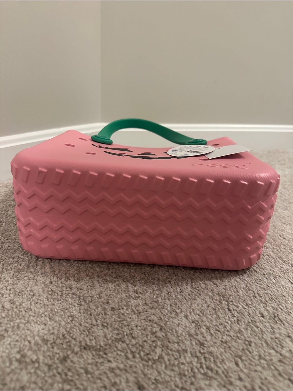 NWT Bitty Bogg Bag Pink Jack-O'-Lantern Tote with Green Handles - Picture 7 of 7